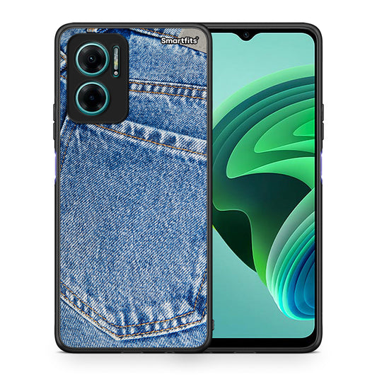 Θήκη Xiaomi Redmi Note 11E Jeans Pocket από τη Smartfits με σχέδιο στο πίσω μέρος και μαύρο περίβλημα | Xiaomi Redmi Note 11E Jeans Pocket case with colorful back and black bezels