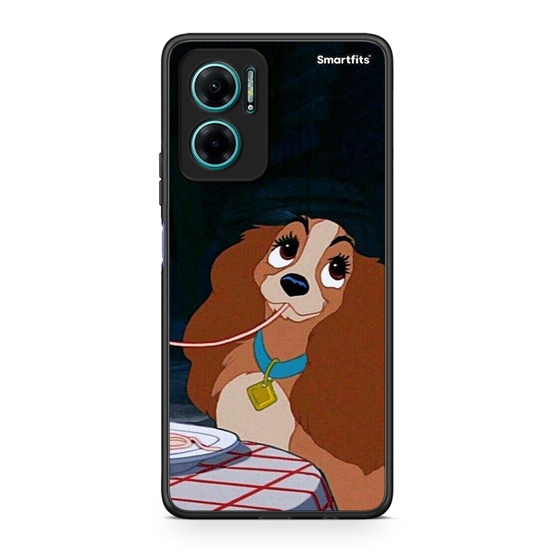 Xiaomi Redmi Note 11E Lady And Tramp 2 Θήκη Αγίου Βαλεντίνου από τη Smartfits με σχέδιο στο πίσω μέρος και μαύρο περίβλημα | Smartphone case with colorful back and black bezels by Smartfits