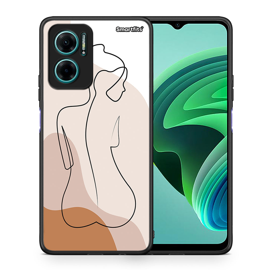 Θήκη Xiaomi Redmi Note 11E LineArt Woman από τη Smartfits με σχέδιο στο πίσω μέρος και μαύρο περίβλημα | Xiaomi Redmi Note 11E LineArt Woman case with colorful back and black bezels