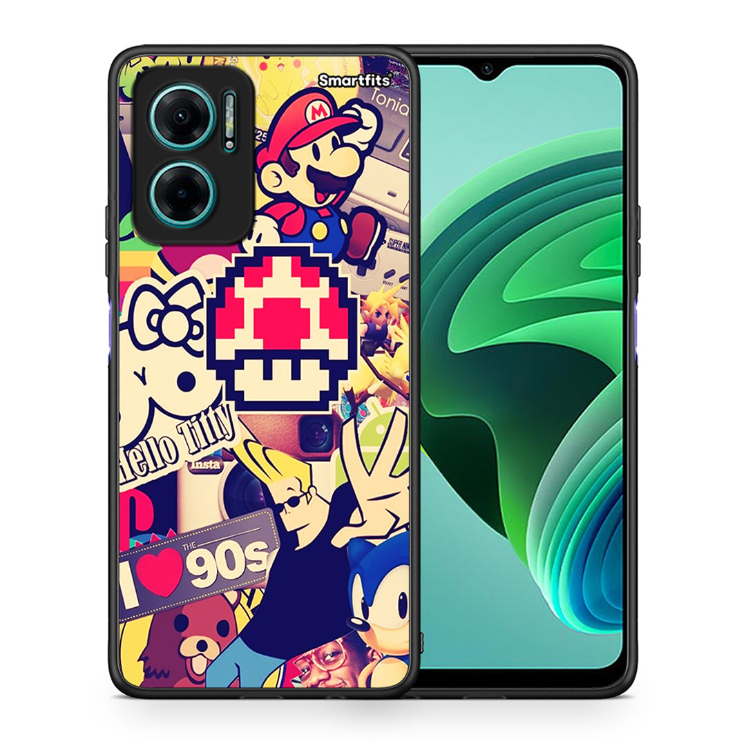 Θήκη Xiaomi Redmi Note 11E Love The 90s από τη Smartfits με σχέδιο στο πίσω μέρος και μαύρο περίβλημα | Xiaomi Redmi Note 11E Love The 90s case with colorful back and black bezels