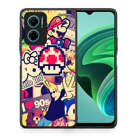 Θήκη Xiaomi Redmi Note 11E Love The 90s από τη Smartfits με σχέδιο στο πίσω μέρος και μαύρο περίβλημα | Xiaomi Redmi Note 11E Love The 90s case with colorful back and black bezels