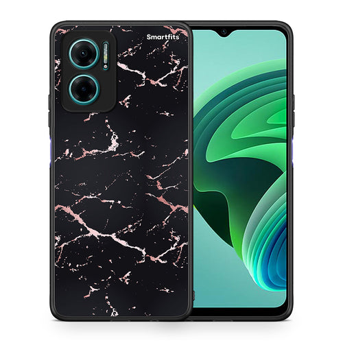 Θήκη Xiaomi Redmi Note 11E Black Rosegold Marble από τη Smartfits με σχέδιο στο πίσω μέρος και μαύρο περίβλημα | Xiaomi Redmi Note 11E Black Rosegold Marble case with colorful back and black bezels