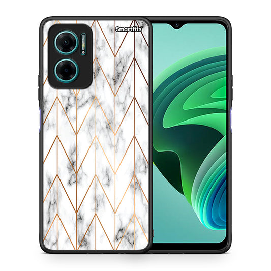 Θήκη Xiaomi Redmi Note 11E Gold Geometric Marble από τη Smartfits με σχέδιο στο πίσω μέρος και μαύρο περίβλημα | Xiaomi Redmi Note 11E Gold Geometric Marble case with colorful back and black bezels