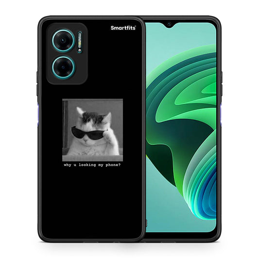 Θήκη Xiaomi Redmi Note 11E Meme Cat από τη Smartfits με σχέδιο στο πίσω μέρος και μαύρο περίβλημα | Xiaomi Redmi Note 11E Meme Cat case with colorful back and black bezels