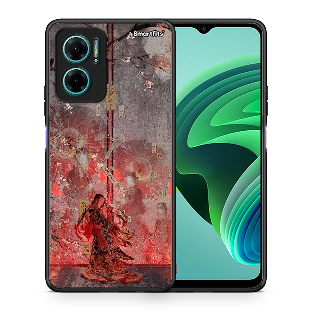 Θήκη Xiaomi Redmi Note 11E Nezuko Kamado από τη Smartfits με σχέδιο στο πίσω μέρος και μαύρο περίβλημα | Xiaomi Redmi Note 11E Nezuko Kamado case with colorful back and black bezels