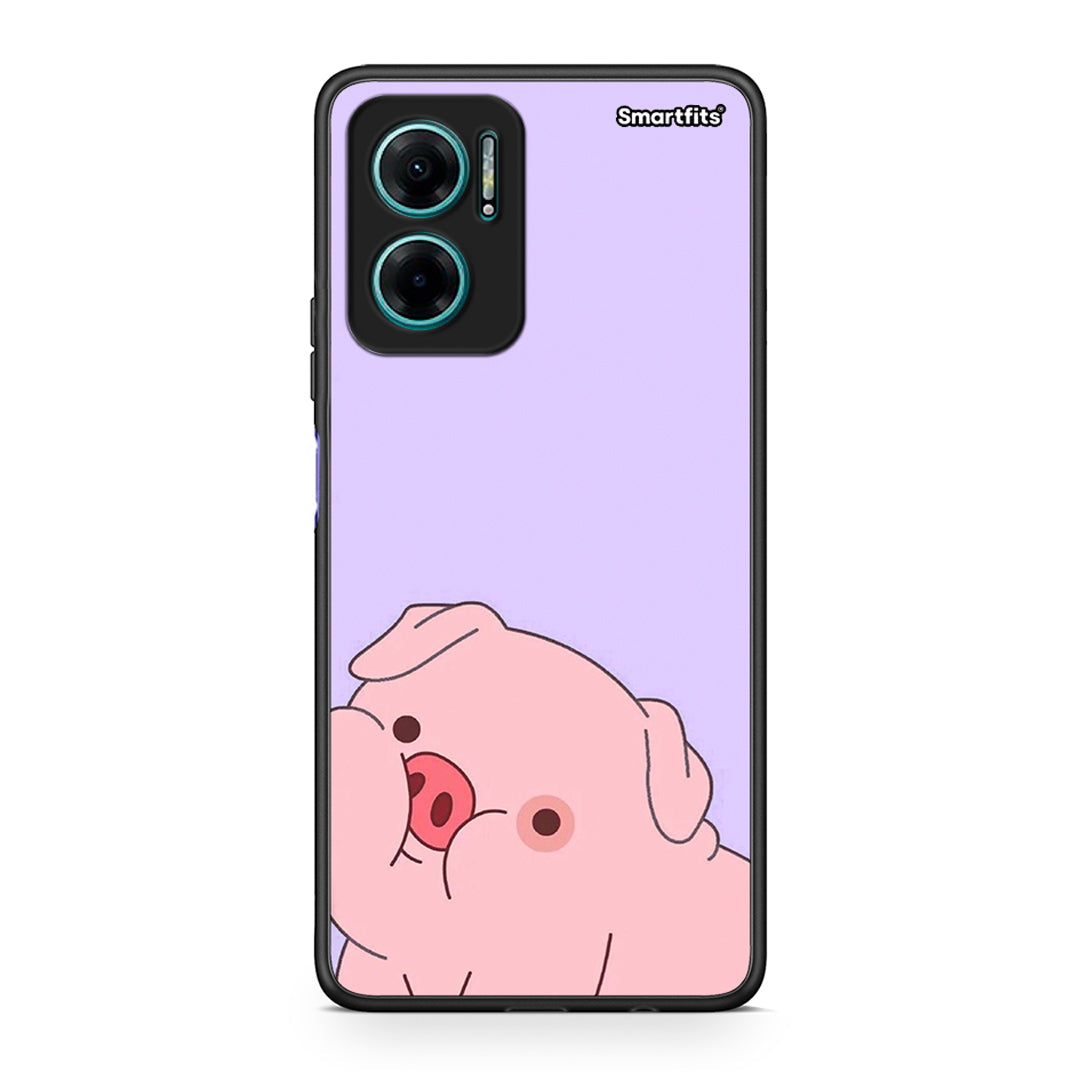 Xiaomi Redmi Note 11E Pig Love 2 Θήκη Αγίου Βαλεντίνου από τη Smartfits με σχέδιο στο πίσω μέρος και μαύρο περίβλημα | Smartphone case with colorful back and black bezels by Smartfits