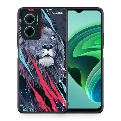 Θήκη Xiaomi Redmi Note 11E Lion Designer PopArt από τη Smartfits με σχέδιο στο πίσω μέρος και μαύρο περίβλημα | Xiaomi Redmi Note 11E Lion Designer PopArt case with colorful back and black bezels