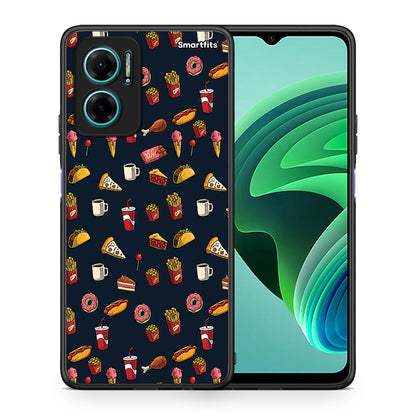 Θήκη Xiaomi Redmi Note 11E Hungry Random από τη Smartfits με σχέδιο στο πίσω μέρος και μαύρο περίβλημα | Xiaomi Redmi Note 11E Hungry Random case with colorful back and black bezels