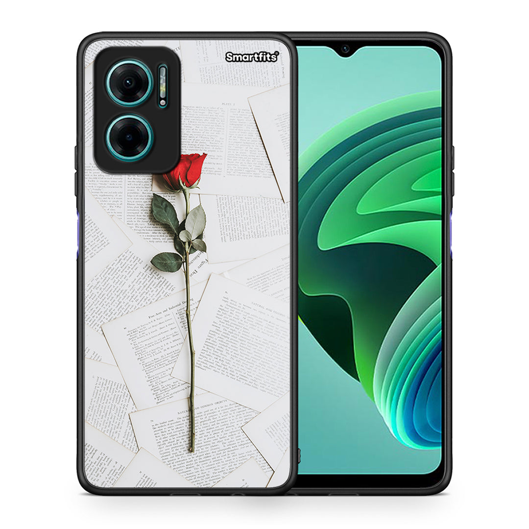 Θήκη Xiaomi Redmi Note 11E Red Rose από τη Smartfits με σχέδιο στο πίσω μέρος και μαύρο περίβλημα | Xiaomi Redmi Note 11E Red Rose case with colorful back and black bezels