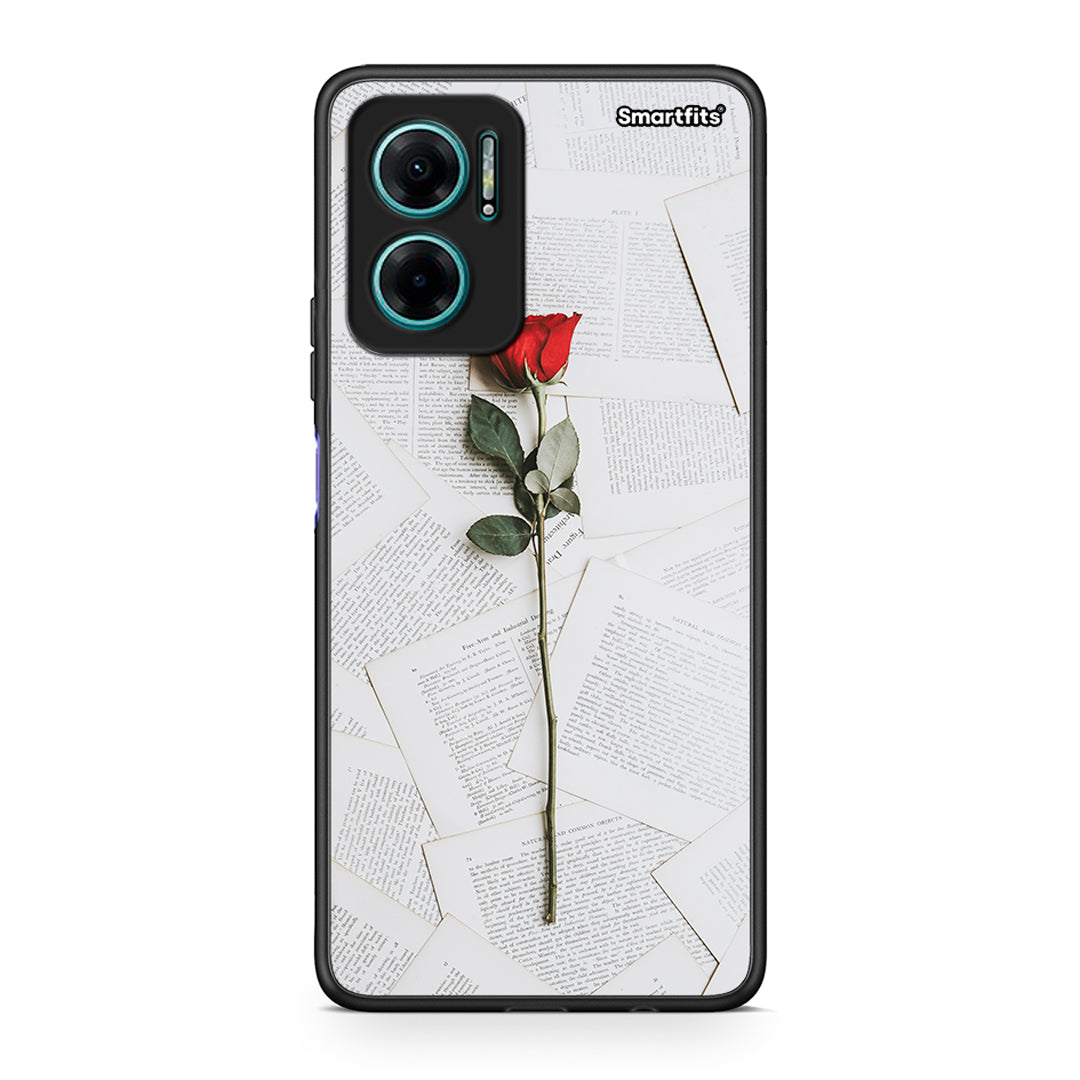 Xiaomi Redmi Note 11E Red Rose θήκη από τη Smartfits με σχέδιο στο πίσω μέρος και μαύρο περίβλημα | Smartphone case with colorful back and black bezels by Smartfits