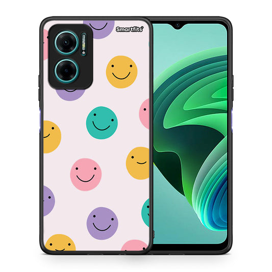 Θήκη Xiaomi Redmi Note 11E Smiley Faces από τη Smartfits με σχέδιο στο πίσω μέρος και μαύρο περίβλημα | Xiaomi Redmi Note 11E Smiley Faces case with colorful back and black bezels