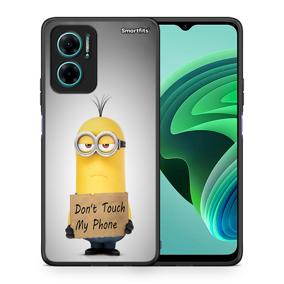 Θήκη Xiaomi Redmi Note 11E Minion Text από τη Smartfits με σχέδιο στο πίσω μέρος και μαύρο περίβλημα | Xiaomi Redmi Note 11E Minion Text case with colorful back and black bezels