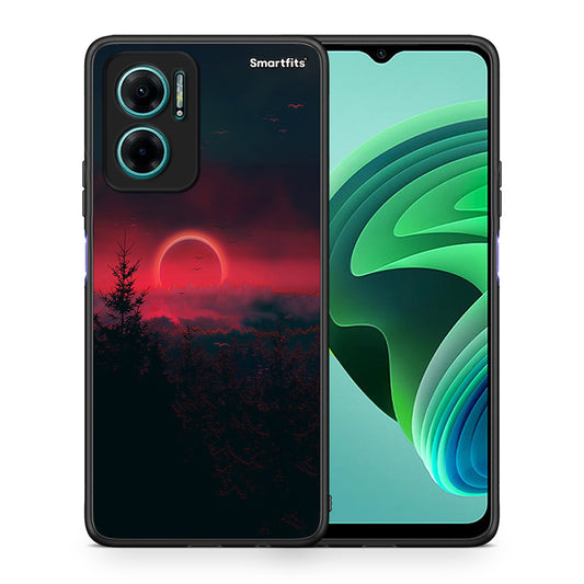Θήκη Xiaomi Redmi Note 11E Sunset Tropic από τη Smartfits με σχέδιο στο πίσω μέρος και μαύρο περίβλημα | Xiaomi Redmi Note 11E Sunset Tropic case with colorful back and black bezels