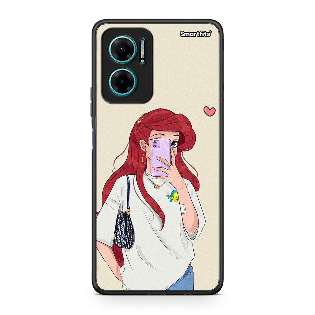 Xiaomi Redmi Note 11E Walking Mermaid Θήκη από τη Smartfits με σχέδιο στο πίσω μέρος και μαύρο περίβλημα | Smartphone case with colorful back and black bezels by Smartfits