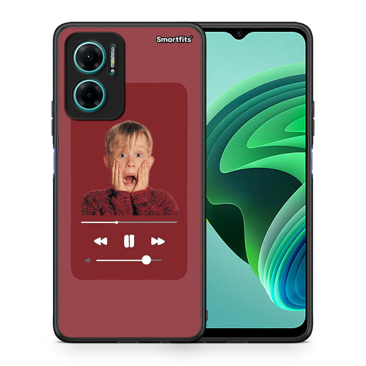 Θήκη Xiaomi Redmi Note 11E Xmas Alone Music από τη Smartfits με σχέδιο στο πίσω μέρος και μαύρο περίβλημα | Xiaomi Redmi Note 11E Xmas Alone Music case with colorful back and black bezels