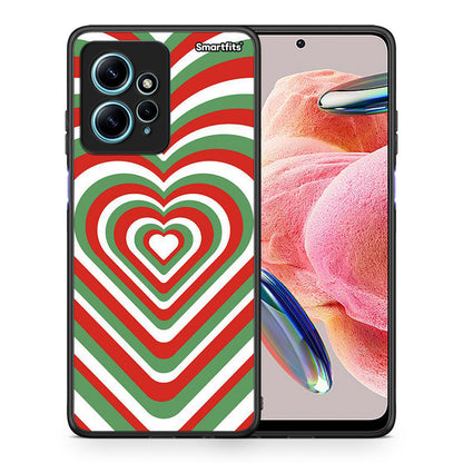 Θήκη Xiaomi Redmi Note 12 4G / Redmi K60 Pro Christmas Hearts από τη Smartfits με σχέδιο στο πίσω μέρος και μαύρο περίβλημα | Xiaomi Redmi Note 12 4G / Redmi K60 Pro Christmas Hearts Case with Colorful Back and Black Bezels