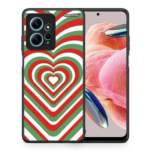 Θήκη Xiaomi Redmi Note 12 4G / Redmi K60 Pro Christmas Hearts από τη Smartfits με σχέδιο στο πίσω μέρος και μαύρο περίβλημα | Xiaomi Redmi Note 12 4G / Redmi K60 Pro Christmas Hearts Case with Colorful Back and Black Bezels
