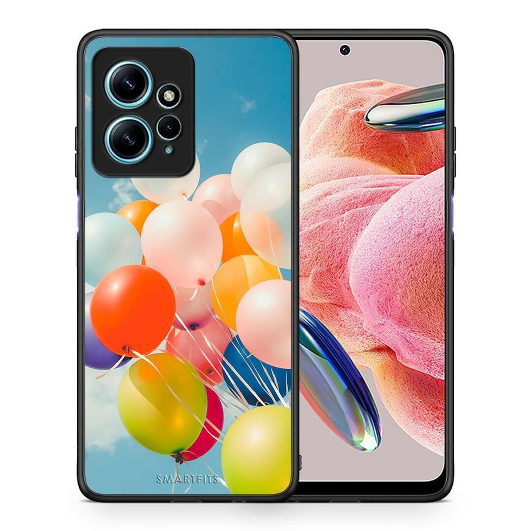 Θήκη Xiaomi Redmi Note 12 4G / Redmi K60 Pro Colorful Balloons από τη Smartfits με σχέδιο στο πίσω μέρος και μαύρο περίβλημα | Xiaomi Redmi Note 12 4G / Redmi K60 Pro Colorful Balloons Case with Colorful Back and Black Bezels