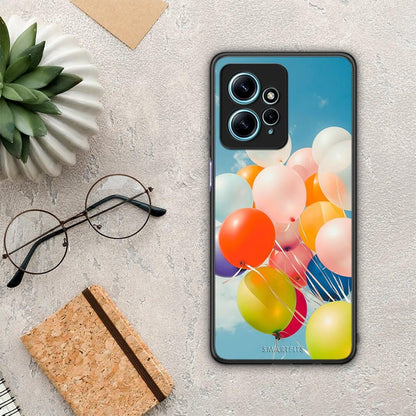 Θήκη Xiaomi Redmi Note 12 4G / Redmi K60 Pro Colorful Balloons από τη Smartfits με σχέδιο στο πίσω μέρος και μαύρο περίβλημα | Xiaomi Redmi Note 12 4G / Redmi K60 Pro Colorful Balloons Case with Colorful Back and Black Bezels