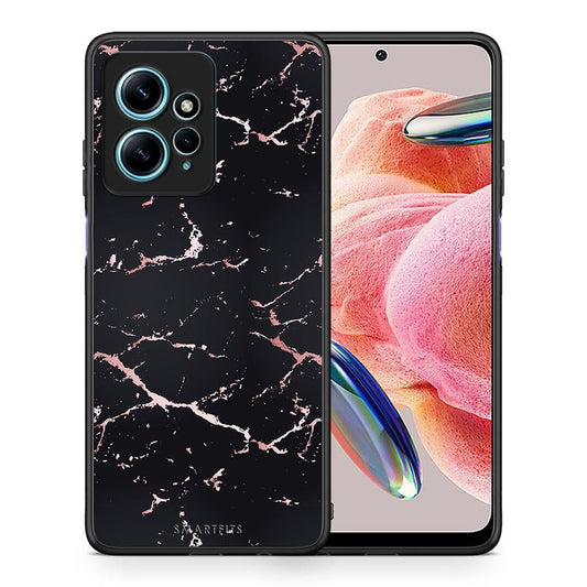 Θήκη Xiaomi Redmi Note 12 4G / Redmi K60 Pro Marble Black Rosegold από τη Smartfits με σχέδιο στο πίσω μέρος και μαύρο περίβλημα | Xiaomi Redmi Note 12 4G / Redmi K60 Pro Marble Black Rosegold Case with Colorful Back and Black Bezels