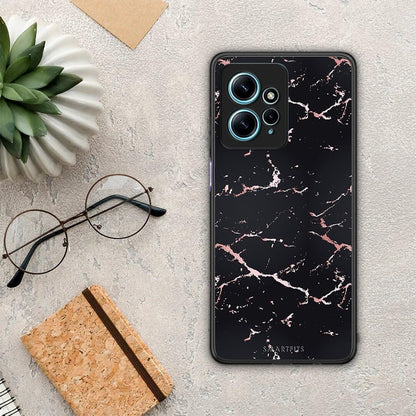 Θήκη Xiaomi Redmi Note 12 4G / Redmi K60 Pro Marble Black Rosegold από τη Smartfits με σχέδιο στο πίσω μέρος και μαύρο περίβλημα | Xiaomi Redmi Note 12 4G / Redmi K60 Pro Marble Black Rosegold Case with Colorful Back and Black Bezels