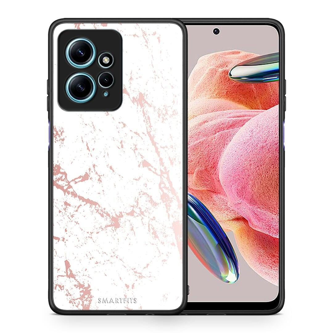 Θήκη Xiaomi Redmi Note 12 4G / Redmi K60 Pro Marble Pink Splash από τη Smartfits με σχέδιο στο πίσω μέρος και μαύρο περίβλημα | Xiaomi Redmi Note 12 4G / Redmi K60 Pro Marble Pink Splash Case with Colorful Back and Black Bezels