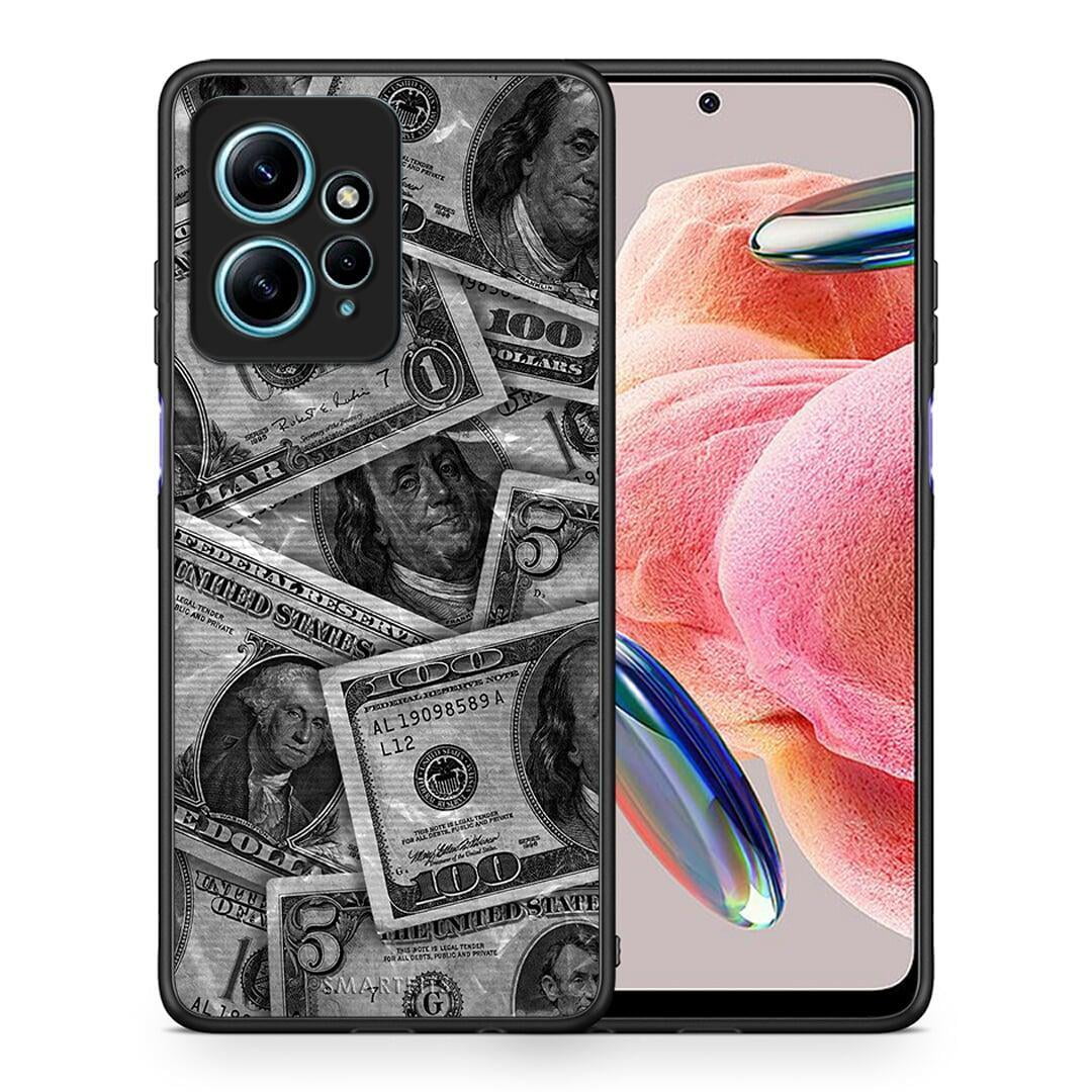 Θήκη Xiaomi Redmi Note 12 4G / Redmi K60 Pro Money Dollars από τη Smartfits με σχέδιο στο πίσω μέρος και μαύρο περίβλημα | Xiaomi Redmi Note 12 4G / Redmi K60 Pro Money Dollars Case with Colorful Back and Black Bezels