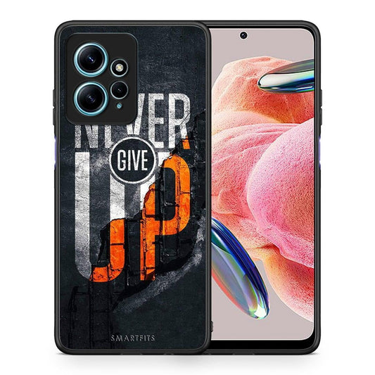 Θήκη Xiaomi Redmi Note 12 4G / Redmi K60 Pro Never Give Up από τη Smartfits με σχέδιο στο πίσω μέρος και μαύρο περίβλημα | Xiaomi Redmi Note 12 4G / Redmi K60 Pro Never Give Up Case with Colorful Back and Black Bezels