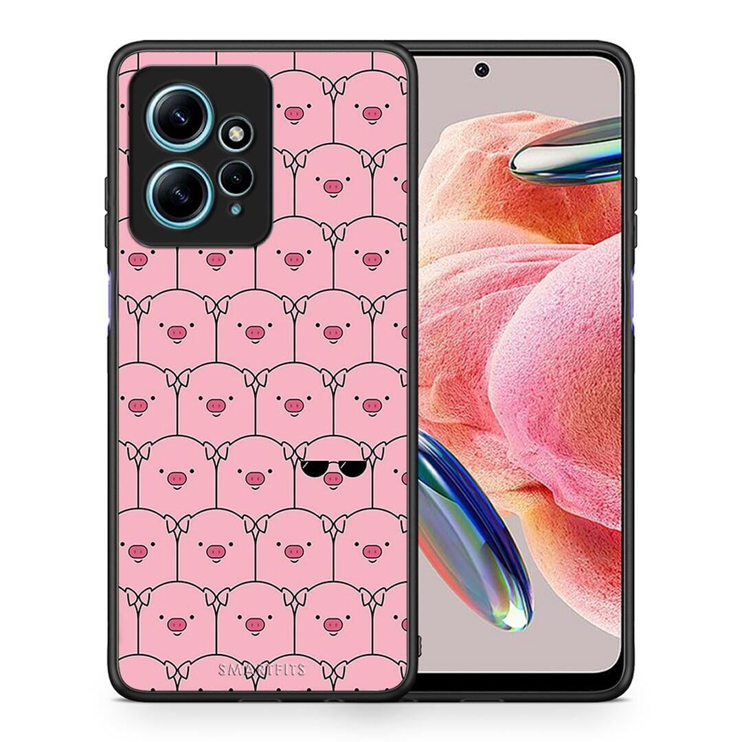 Θήκη Xiaomi Redmi Note 12 4G / Redmi K60 Pro Pig Glasses από τη Smartfits με σχέδιο στο πίσω μέρος και μαύρο περίβλημα | Xiaomi Redmi Note 12 4G / Redmi K60 Pro Pig Glasses Case with Colorful Back and Black Bezels