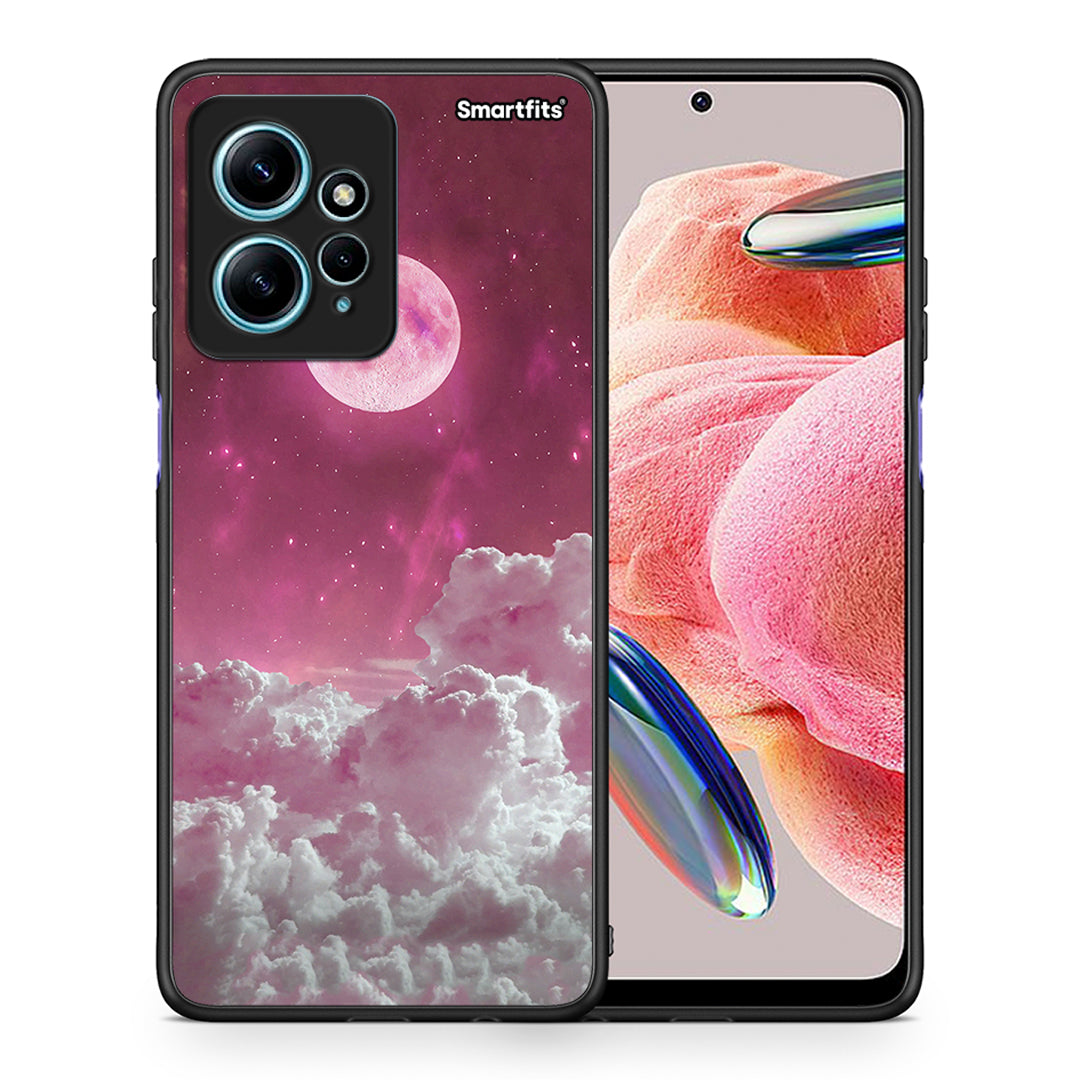 Θήκη Xiaomi Redmi Note 12 4G Pink Moon από τη Smartfits με σχέδιο στο πίσω μέρος και μαύρο περίβλημα | Xiaomi Redmi Note 12 4G Pink Moon Case with Colorful Back and Black Bezels