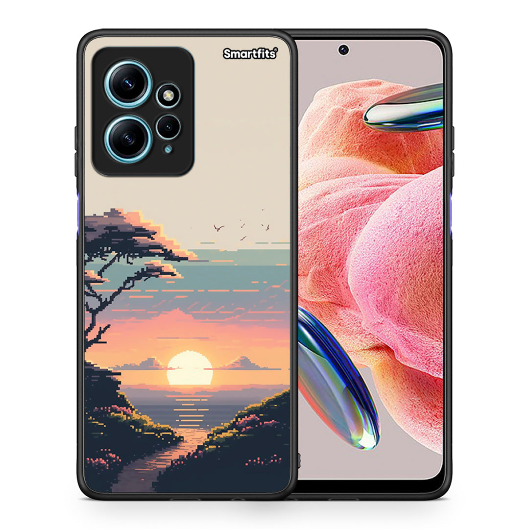 Θήκη Xiaomi Redmi Note 12 4G Pixel Sunset από τη Smartfits με σχέδιο στο πίσω μέρος και μαύρο περίβλημα | Xiaomi Redmi Note 12 4G Pixel Sunset Case with Colorful Back and Black Bezels