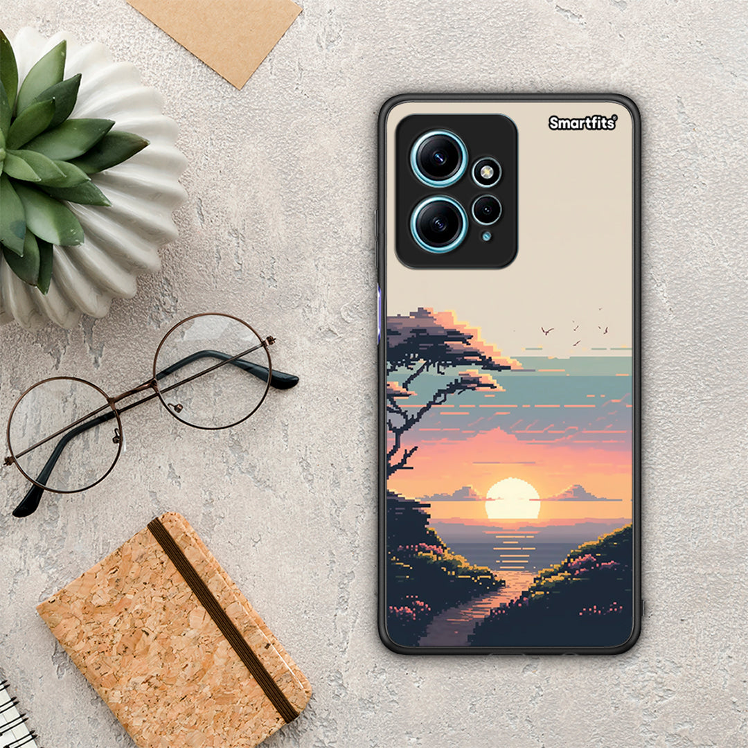 Θήκη Xiaomi Redmi Note 12 4G Pixel Sunset από τη Smartfits με σχέδιο στο πίσω μέρος και μαύρο περίβλημα | Xiaomi Redmi Note 12 4G Pixel Sunset Case with Colorful Back and Black Bezels