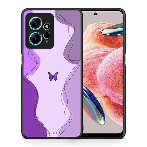Θήκη Xiaomi Redmi Note 12 4G / Redmi K60 Pro Purple Mariposa από τη Smartfits με σχέδιο στο πίσω μέρος και μαύρο περίβλημα | Xiaomi Redmi Note 12 4G / Redmi K60 Pro Purple Mariposa Case with Colorful Back and Black Bezels
