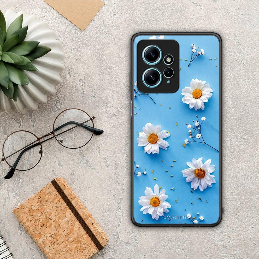 Θήκη Xiaomi Redmi Note 12 4G / Redmi K60 Pro Real Daisies από τη Smartfits με σχέδιο στο πίσω μέρος και μαύρο περίβλημα | Xiaomi Redmi Note 12 4G / Redmi K60 Pro Real Daisies Case with Colorful Back and Black Bezels