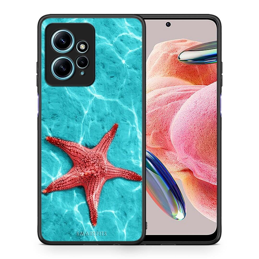 Θήκη Xiaomi Redmi Note 12 4G Red Starfish από τη Smartfits με σχέδιο στο πίσω μέρος και μαύρο περίβλημα | Xiaomi Redmi Note 12 4G Red Starfish Case with Colorful Back and Black Bezels