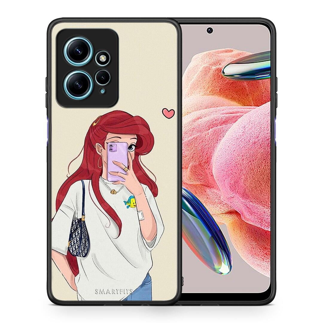 Θήκη Xiaomi Redmi Note 12 4G Walking Mermaid από τη Smartfits με σχέδιο στο πίσω μέρος και μαύρο περίβλημα | Xiaomi Redmi Note 12 4G Walking Mermaid Case with Colorful Back and Black Bezels