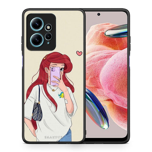 Θήκη Xiaomi Redmi Note 12 4G Walking Mermaid από τη Smartfits με σχέδιο στο πίσω μέρος και μαύρο περίβλημα | Xiaomi Redmi Note 12 4G Walking Mermaid Case with Colorful Back and Black Bezels