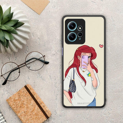 Θήκη Xiaomi Redmi Note 12 4G Walking Mermaid από τη Smartfits με σχέδιο στο πίσω μέρος και μαύρο περίβλημα | Xiaomi Redmi Note 12 4G Walking Mermaid Case with Colorful Back and Black Bezels