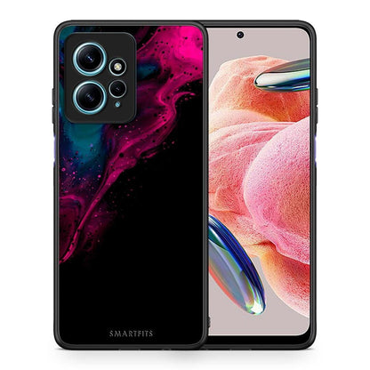 Θήκη Xiaomi Redmi Note 12 4G / Redmi K60 Pro Watercolor Pink Black από τη Smartfits με σχέδιο στο πίσω μέρος και μαύρο περίβλημα | Xiaomi Redmi Note 12 4G / Redmi K60 Pro Watercolor Pink Black Case with Colorful Back and Black Bezels