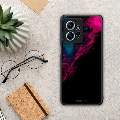 Θήκη Xiaomi Redmi Note 12 4G / Redmi K60 Pro Watercolor Pink Black από τη Smartfits με σχέδιο στο πίσω μέρος και μαύρο περίβλημα | Xiaomi Redmi Note 12 4G / Redmi K60 Pro Watercolor Pink Black Case with Colorful Back and Black Bezels