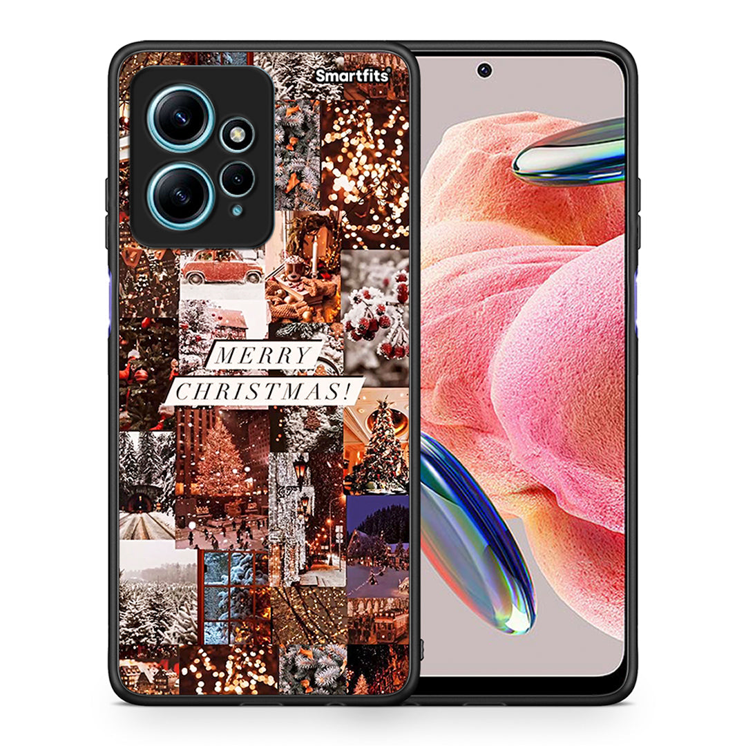 Θήκη Xiaomi Redmi Note 12 4G / Redmi K60 Pro Xmas Collage από τη Smartfits με σχέδιο στο πίσω μέρος και μαύρο περίβλημα | Xiaomi Redmi Note 12 4G / Redmi K60 Pro Xmas Collage Case with Colorful Back and Black Bezels