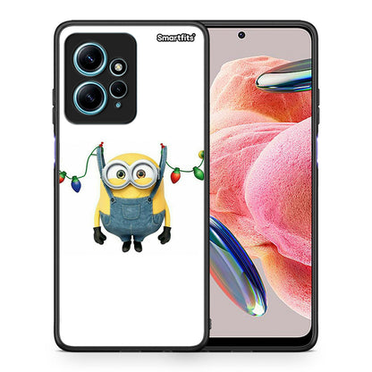 Θήκη Xiaomi Redmi Note 12 4G / Redmi K60 Pro Xmas Minion Lights από τη Smartfits με σχέδιο στο πίσω μέρος και μαύρο περίβλημα | Xiaomi Redmi Note 12 4G / Redmi K60 Pro Xmas Minion Lights Case with Colorful Back and Black Bezels