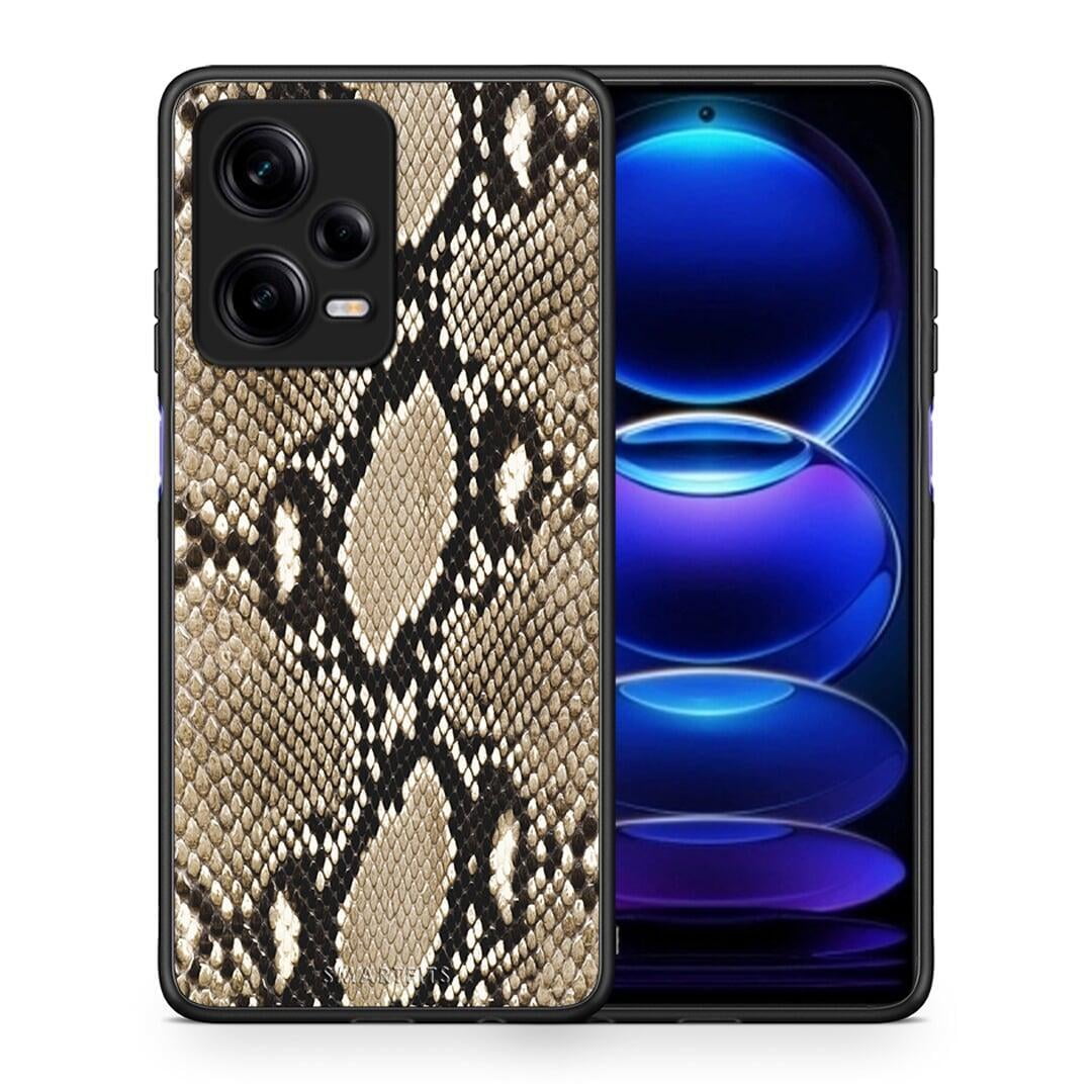 Θήκη Xiaomi Redmi Note 12 Pro 5G Animal Fashion Snake από τη Smartfits με σχέδιο στο πίσω μέρος και μαύρο περίβλημα | Xiaomi Redmi Note 12 Pro 5G Animal Fashion Snake Case with Colorful Back and Black Bezels