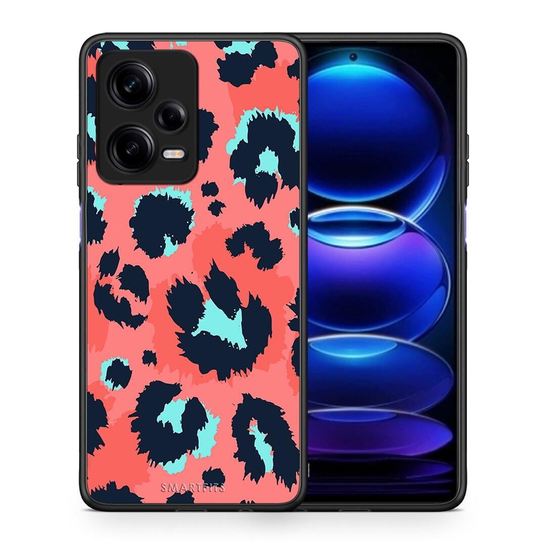 Θήκη Xiaomi Redmi Note 12 Pro 5G Animal Pink Leopard από τη Smartfits με σχέδιο στο πίσω μέρος και μαύρο περίβλημα | Xiaomi Redmi Note 12 Pro 5G Animal Pink Leopard Case with Colorful Back and Black Bezels