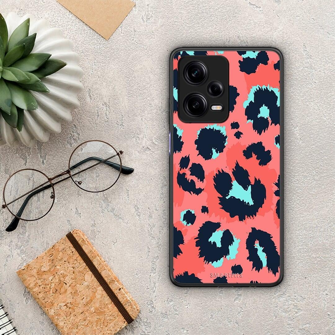 Θήκη Xiaomi Redmi Note 12 Pro 5G Animal Pink Leopard από τη Smartfits με σχέδιο στο πίσω μέρος και μαύρο περίβλημα | Xiaomi Redmi Note 12 Pro 5G Animal Pink Leopard Case with Colorful Back and Black Bezels