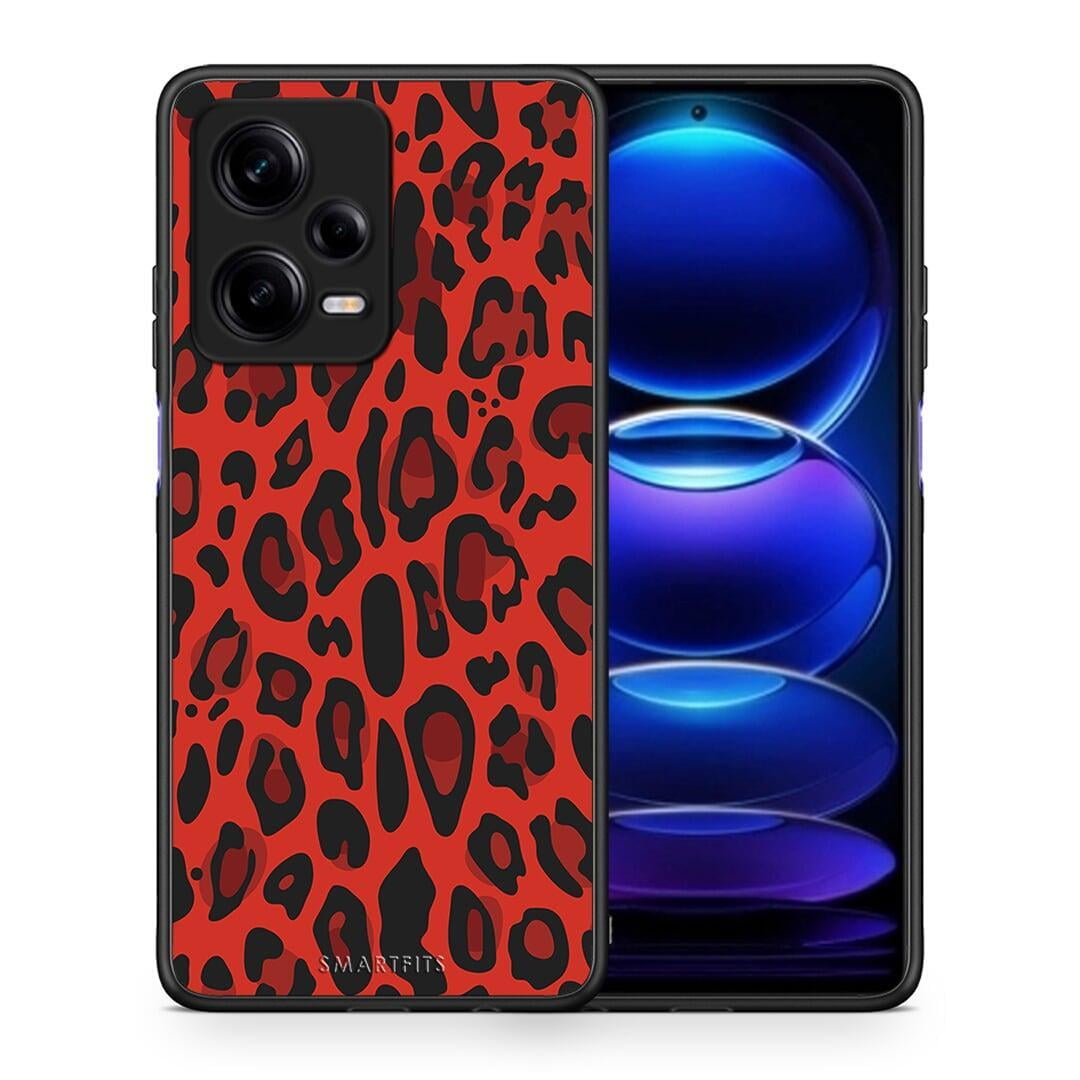 Θήκη Xiaomi Redmi Note 12 Pro 5G Animal Red Leopard από τη Smartfits με σχέδιο στο πίσω μέρος και μαύρο περίβλημα | Xiaomi Redmi Note 12 Pro 5G Animal Red Leopard Case with Colorful Back and Black Bezels