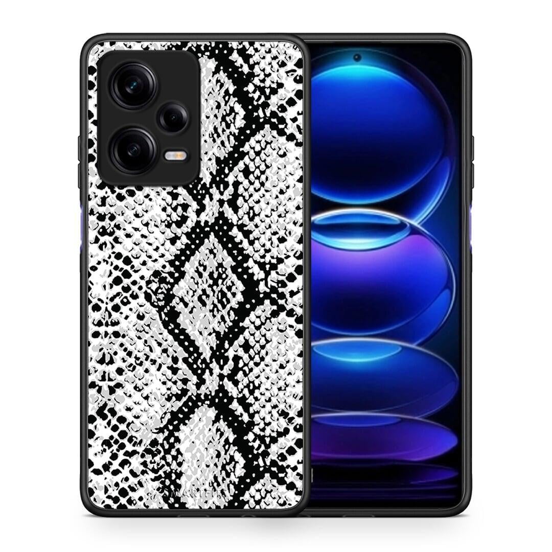 Θήκη Xiaomi Redmi Note 12 Pro 5G Animal White Snake από τη Smartfits με σχέδιο στο πίσω μέρος και μαύρο περίβλημα | Xiaomi Redmi Note 12 Pro 5G Animal White Snake Case with Colorful Back and Black Bezels