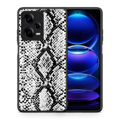 Θήκη Xiaomi Redmi Note 12 Pro 5G Animal White Snake από τη Smartfits με σχέδιο στο πίσω μέρος και μαύρο περίβλημα | Xiaomi Redmi Note 12 Pro 5G Animal White Snake Case with Colorful Back and Black Bezels