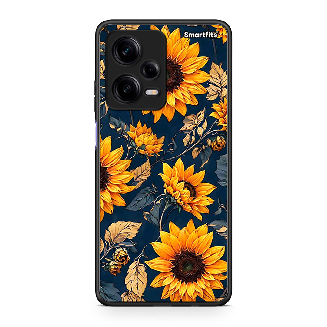 Θήκη Xiaomi Redmi Note 12 Pro 5G Autumn Sunflowers από τη Smartfits με σχέδιο στο πίσω μέρος και μαύρο περίβλημα | Xiaomi Redmi Note 12 Pro 5G Autumn Sunflowers Case with Colorful Back and Black Bezels