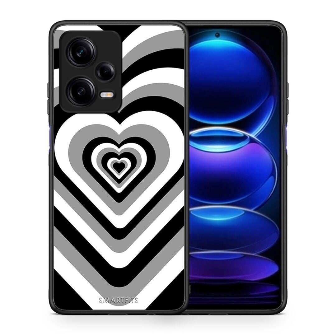 Θήκη Xiaomi Redmi Note 12 Pro 5G Black Hearts από τη Smartfits με σχέδιο στο πίσω μέρος και μαύρο περίβλημα | Xiaomi Redmi Note 12 Pro 5G Black Hearts Case with Colorful Back and Black Bezels